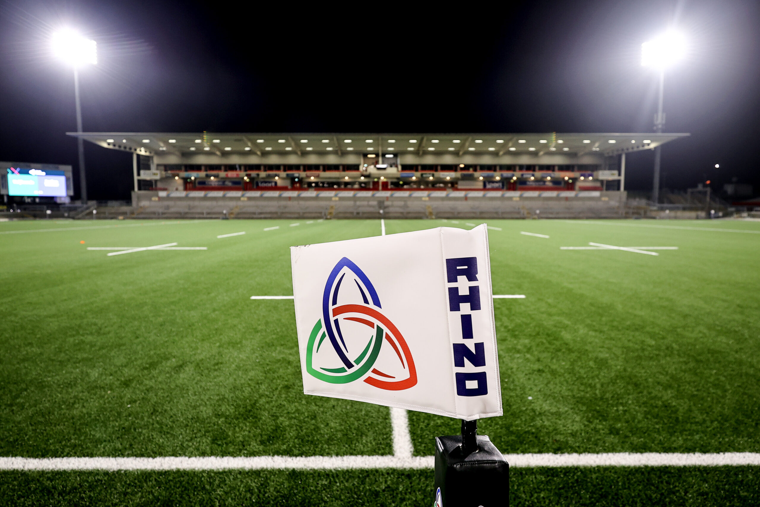 A general view of Kingspan Stadium ahead of a game from the Half Way line.